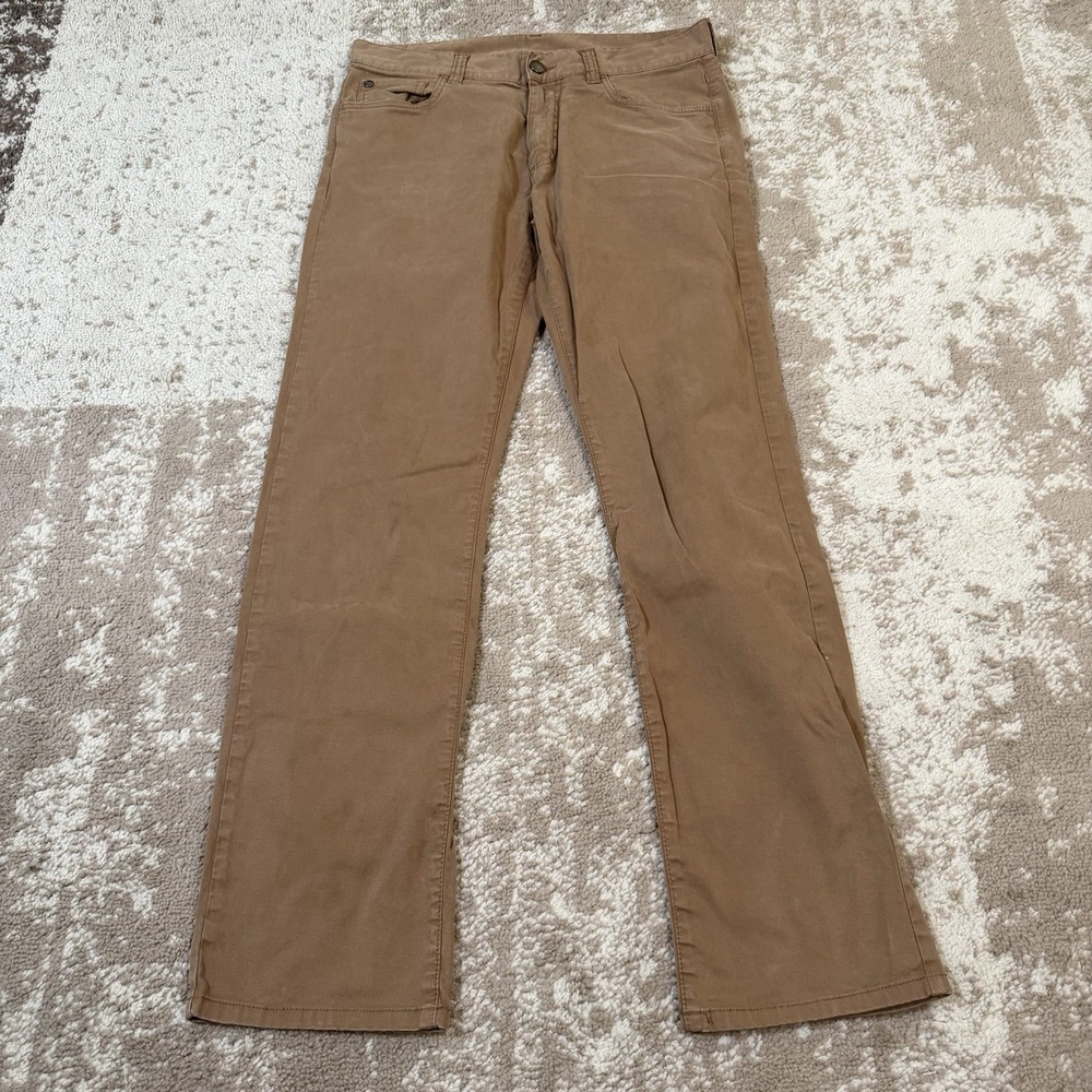 Canali Pants Mens 32x30 Brown 5 Pocket Stretch Regular Fit Trouser Italy